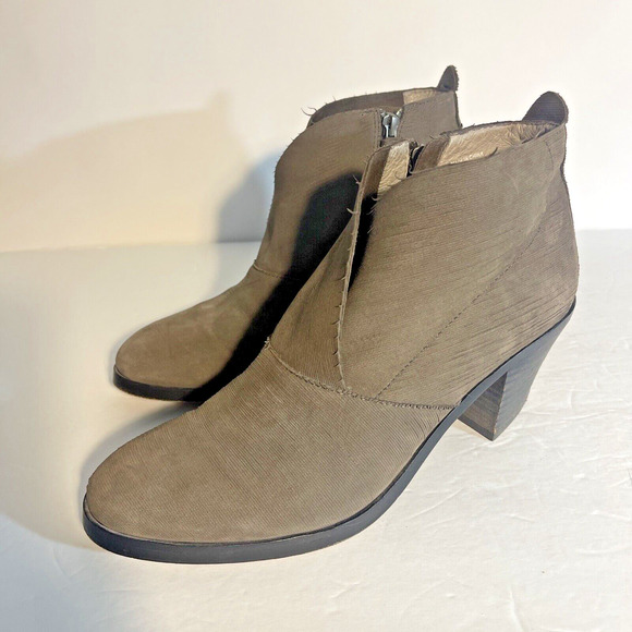 Eileen Fisher Boots Sz 8.5 Bootie Vero Cucio Lagenlook Suede Brown Grey Earthy - Picture 2 of 14